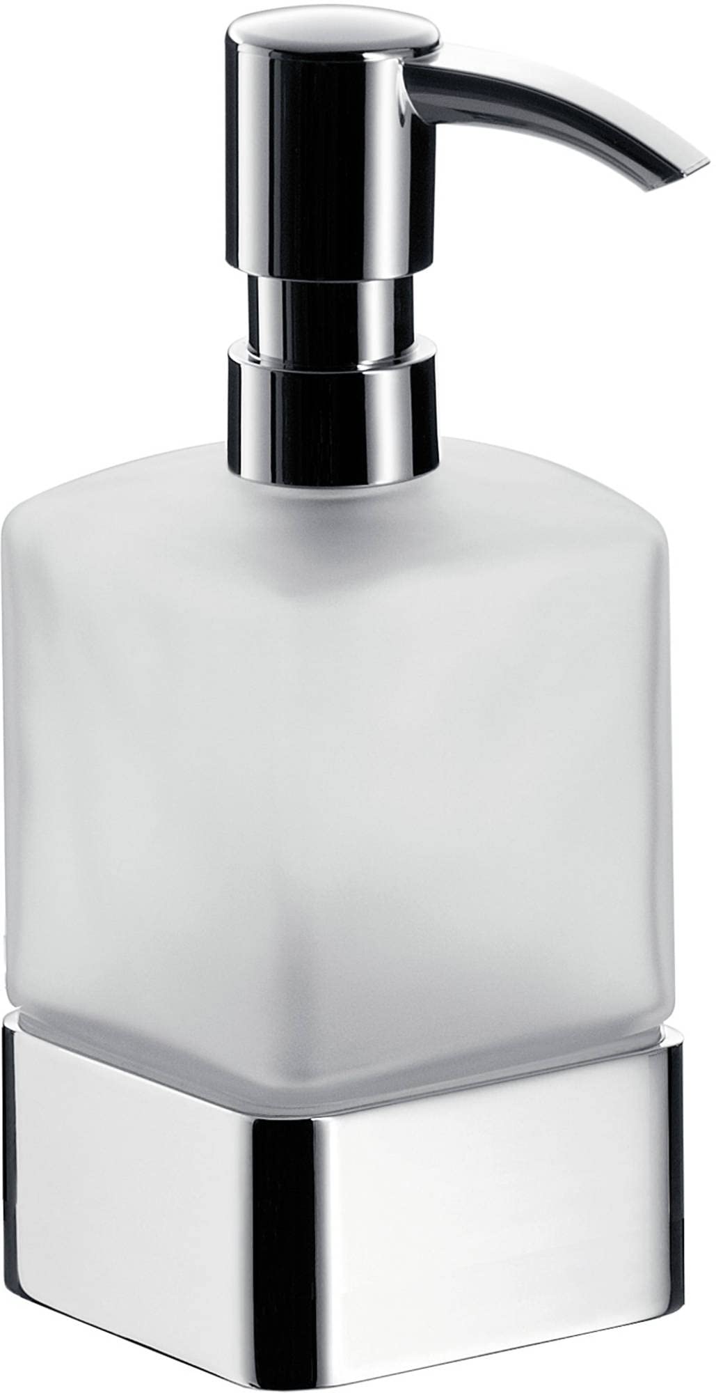 Premium Chrome & Frosted Crystal Standing Liquid Soap Dispenser - Elegant Bathroom & Kitchen Countertop Soap Pump for Modern Home Decor
