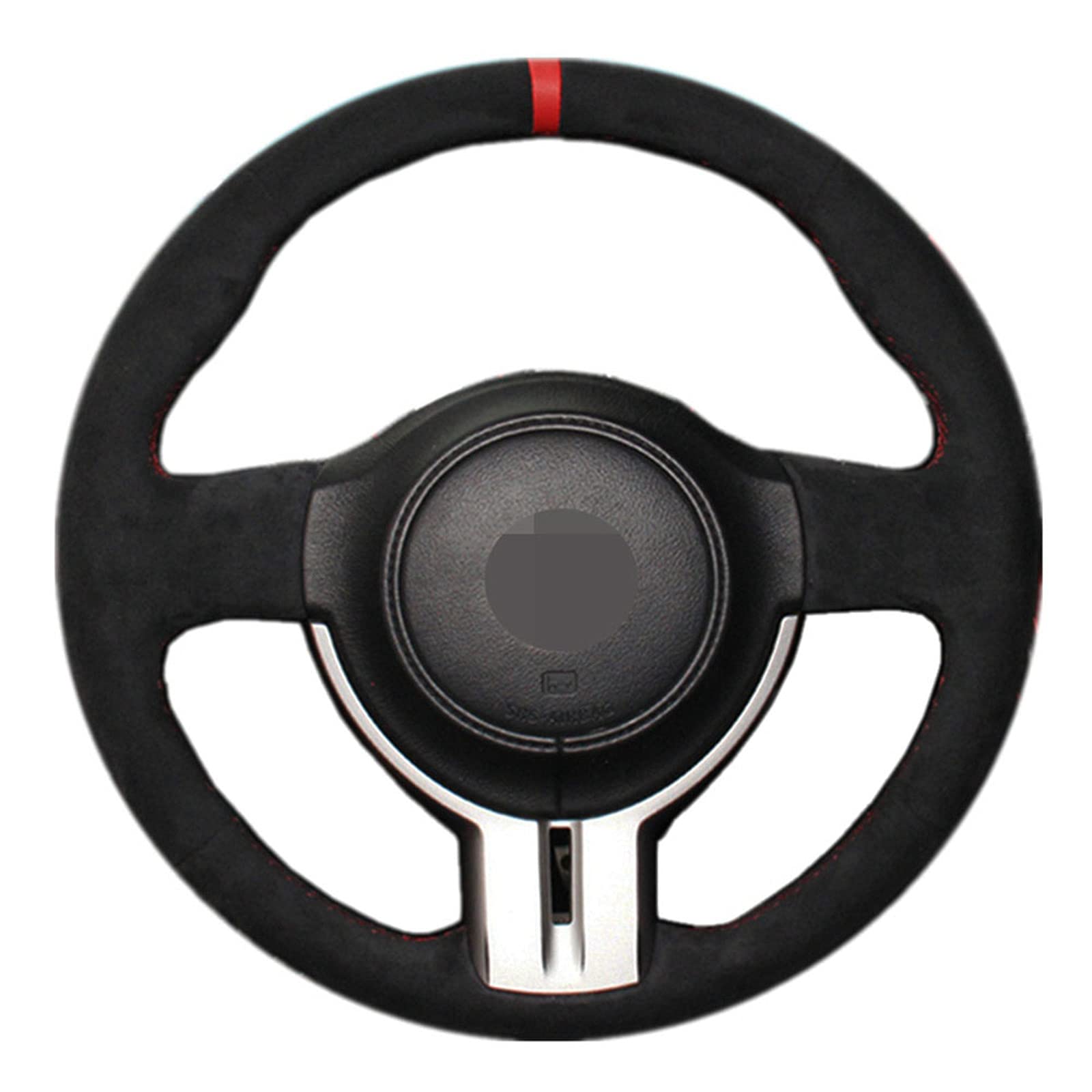 Premium Black Leather & Suede Hand-Stitched Steering Wheel Cover for Toyota 86 & Subaru BRZ - Enhanced Grip & Comfort for Sporty Driving & Daily Commutes