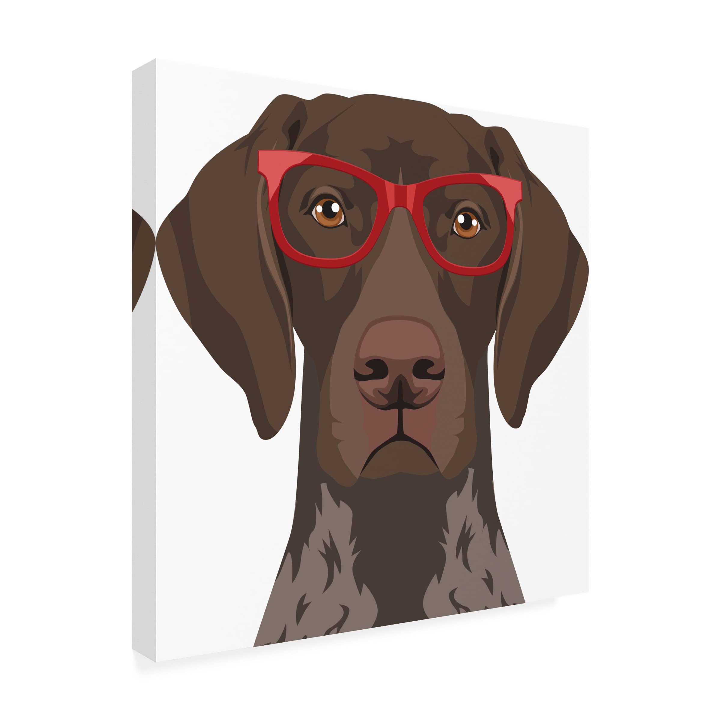 German Shorthaired Pointer Wearing Hipster Glasses Canvas Wall Art - Premium Dog Portrait Painting for Living Room & Office Decor - Unique Gift for Dog Lovers