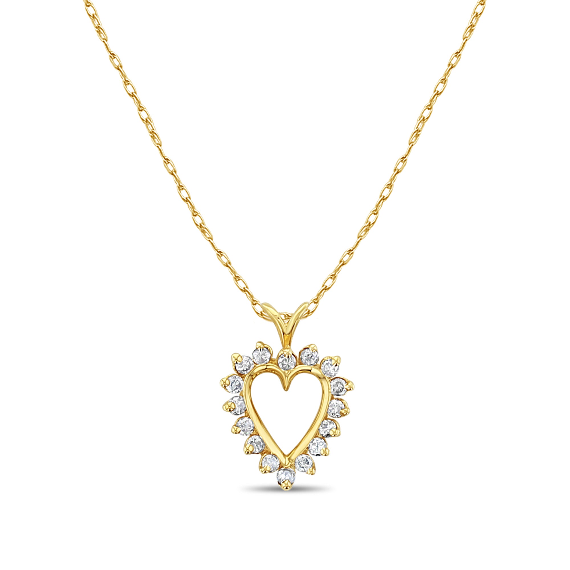 0.5 Carat Diamond Heart Necklace - 14K Yellow Gold Cutout Pendant for Women, Perfect for Valentine's Day, Anniversary & Romantic Gifts