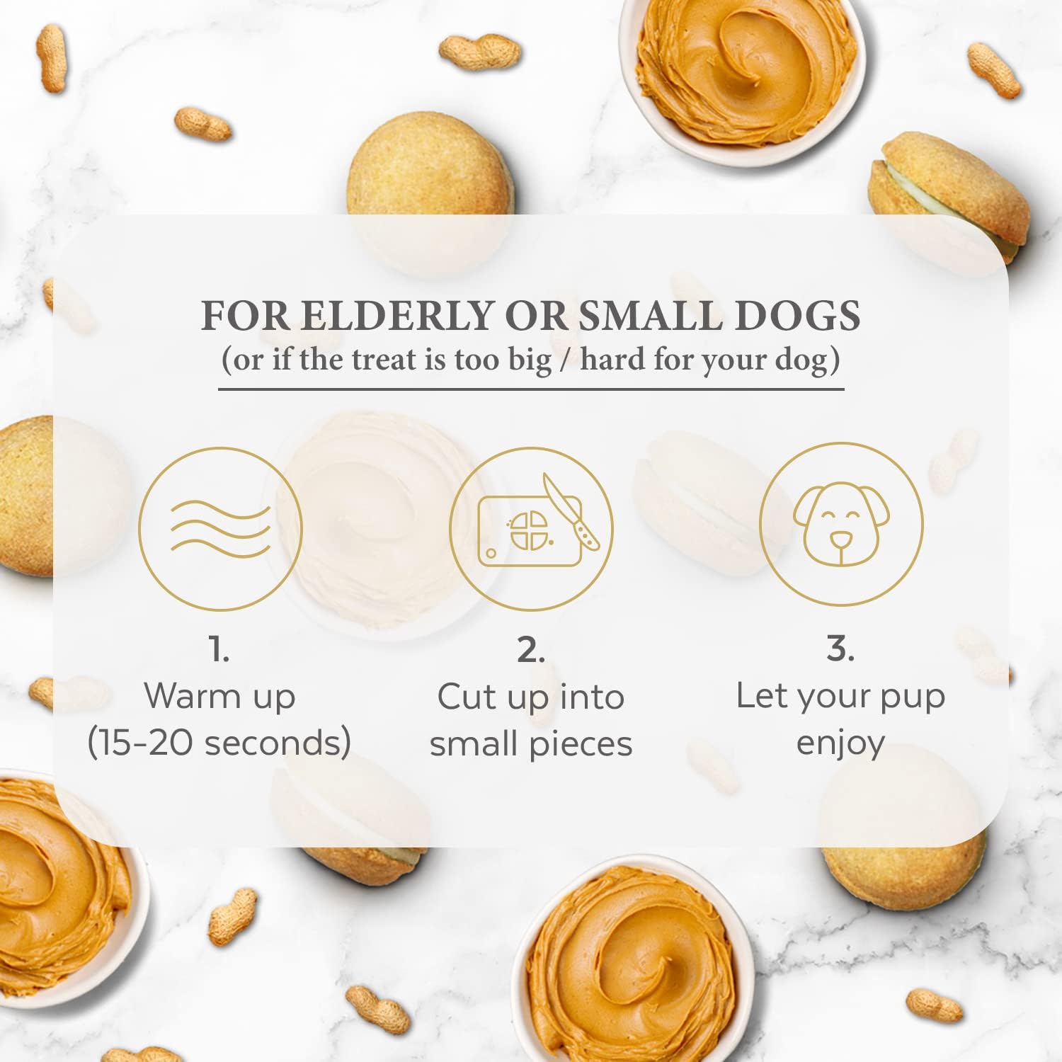 Bonne et Filou Gourmet Peanut Butter Cupcakes for Dogs – Healthy & Delicious Human-Grade Dog Treats – 6 Pack – Perfect for Training Rewards & Special Occasions