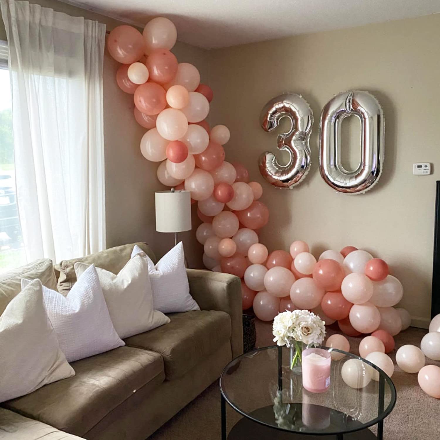 100 Pcs Light Pink & Mauve Balloons - Blush Pink Gold White Balloon Garland for Girls Birthday, Wedding, Baby Shower, Bridal & Bachelorette Party Decorations | Perfect for Garden Tea Party, Cocktail Party & Hen Night Decor