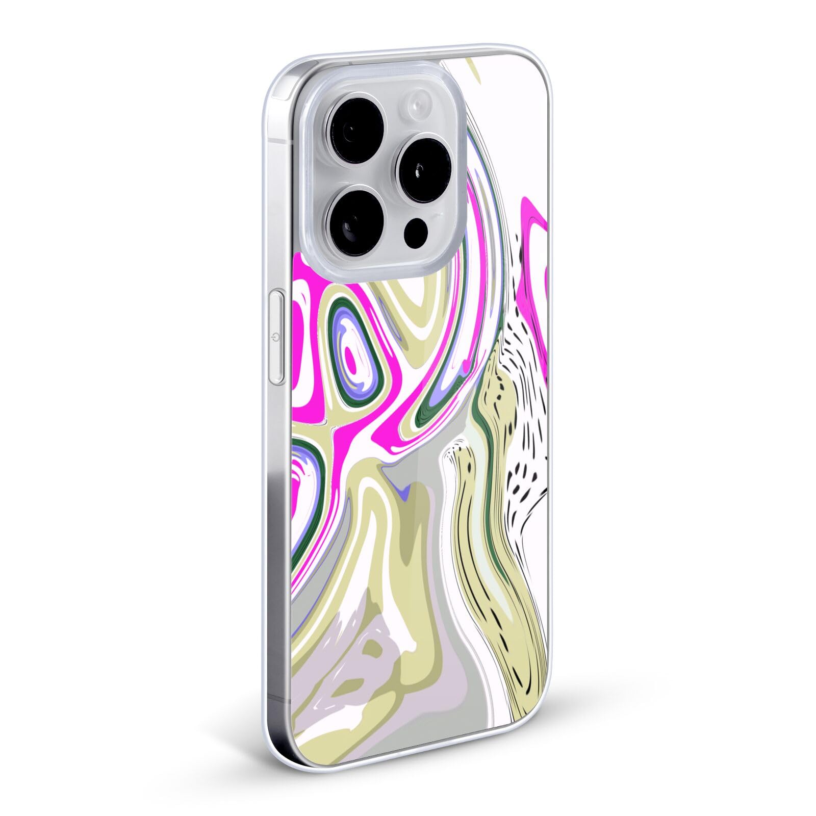 Official Haroulita Magenta Swirl Liquid Marble Soft Gel Case for iPhone 13 Pro Max - Stylish Protective Cover for Everyday Use, Work & Travel