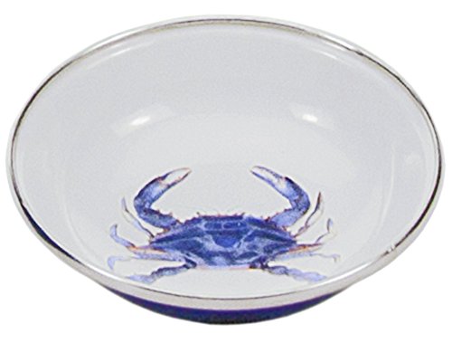 Blue Crab Enamelware Tasting Dish Set of 6 - 4.25 Inch Small Appetizer Plates for Seafood, Tapas, Sushi & Party Serving - Durable & Stylish Retro Dinnerware