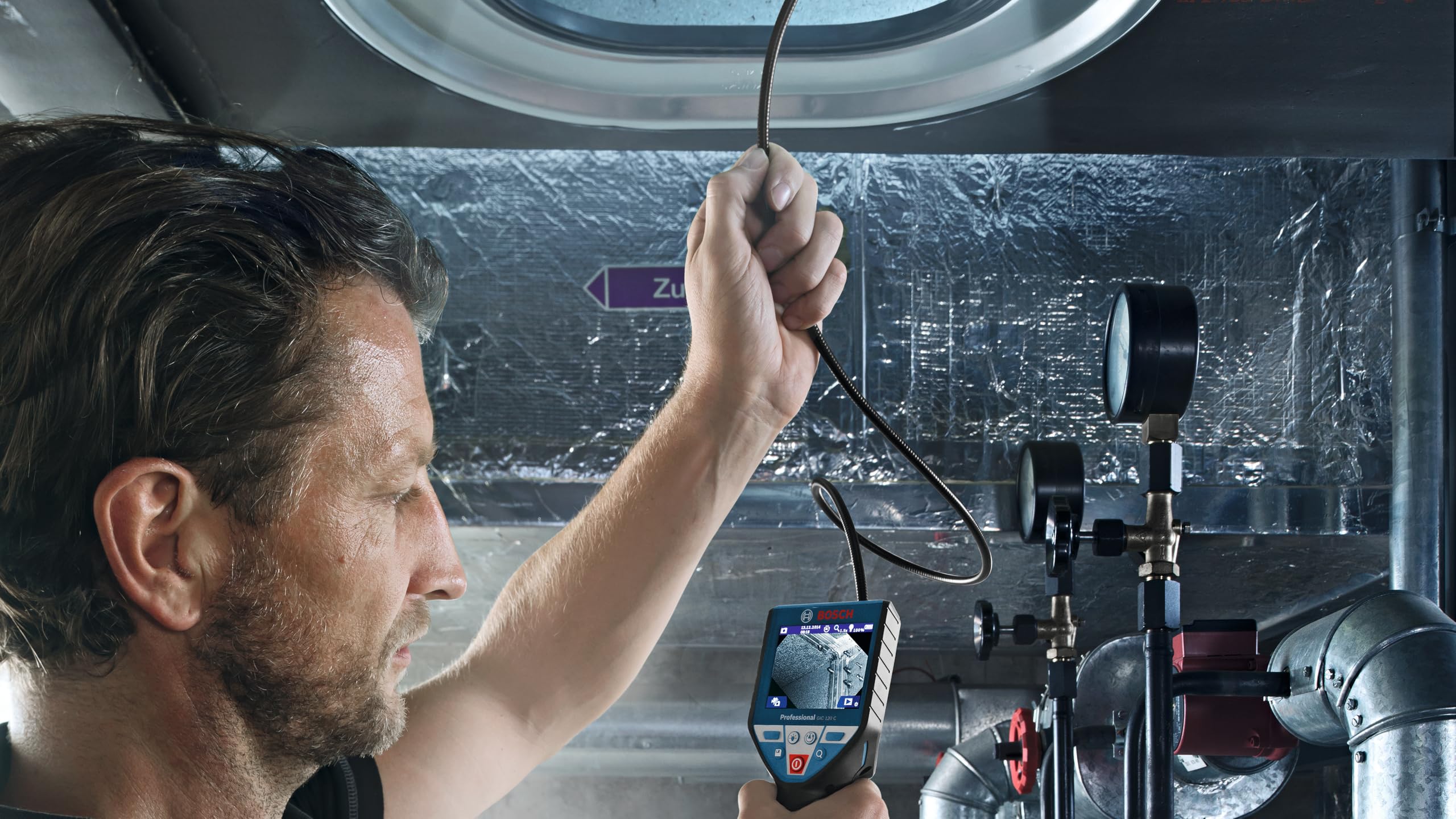 Bosch Professional 8.5mm Inspection Camera Head - Compatible with GIC Series, 1.2m Length, 8.5mm Diameter - Perfect for Plumbing, HVAC & Automotive Diagnostics