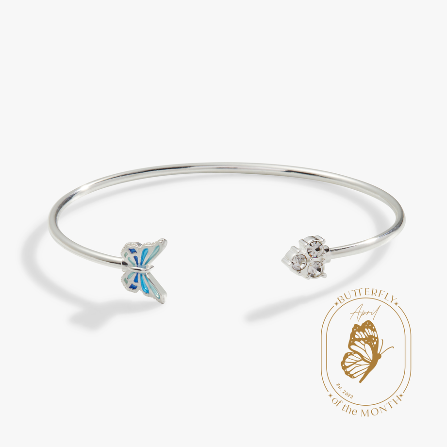 Butterfly Crystal Flex Cuff Bracelet for Women - Adjustable Bangle with Sparkling Rhinestones - Perfect for Parties, Weddings & Everyday Wear