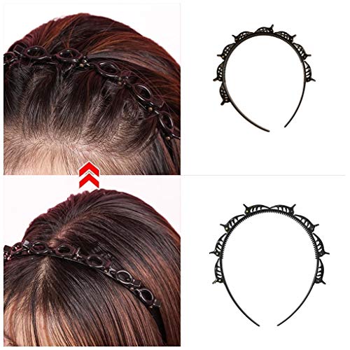 Double Bangs Hairpin Headbands for Women & Girls - Makeup Headband, Hair Clips & Barrettes for All Hair Types (Thin/Thick) - Alligator Clips for Washing Face, Yoga, Gym & Daily Use - Black (1PC)