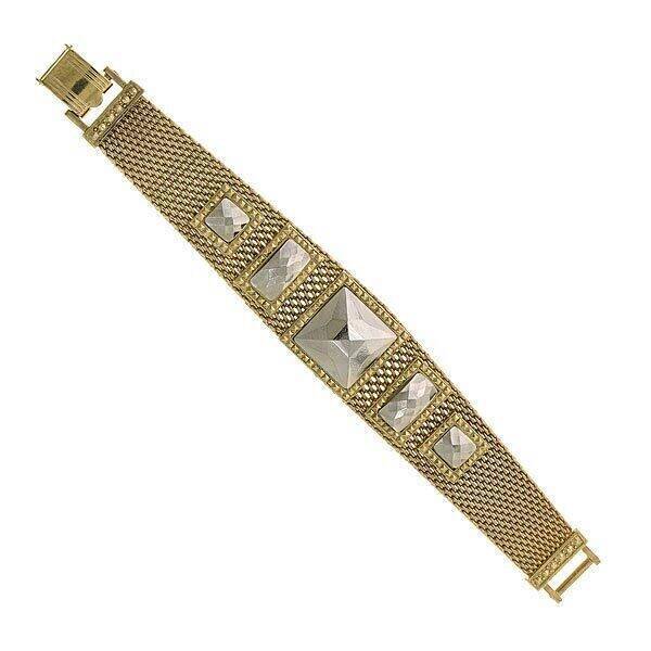 1928 Jewelry Fusion Lux Soft Mesh Bracelet for Women - Elegant Adjustable Vintage Style Bracelet - Perfect for Parties, Weddings & Everyday Wear