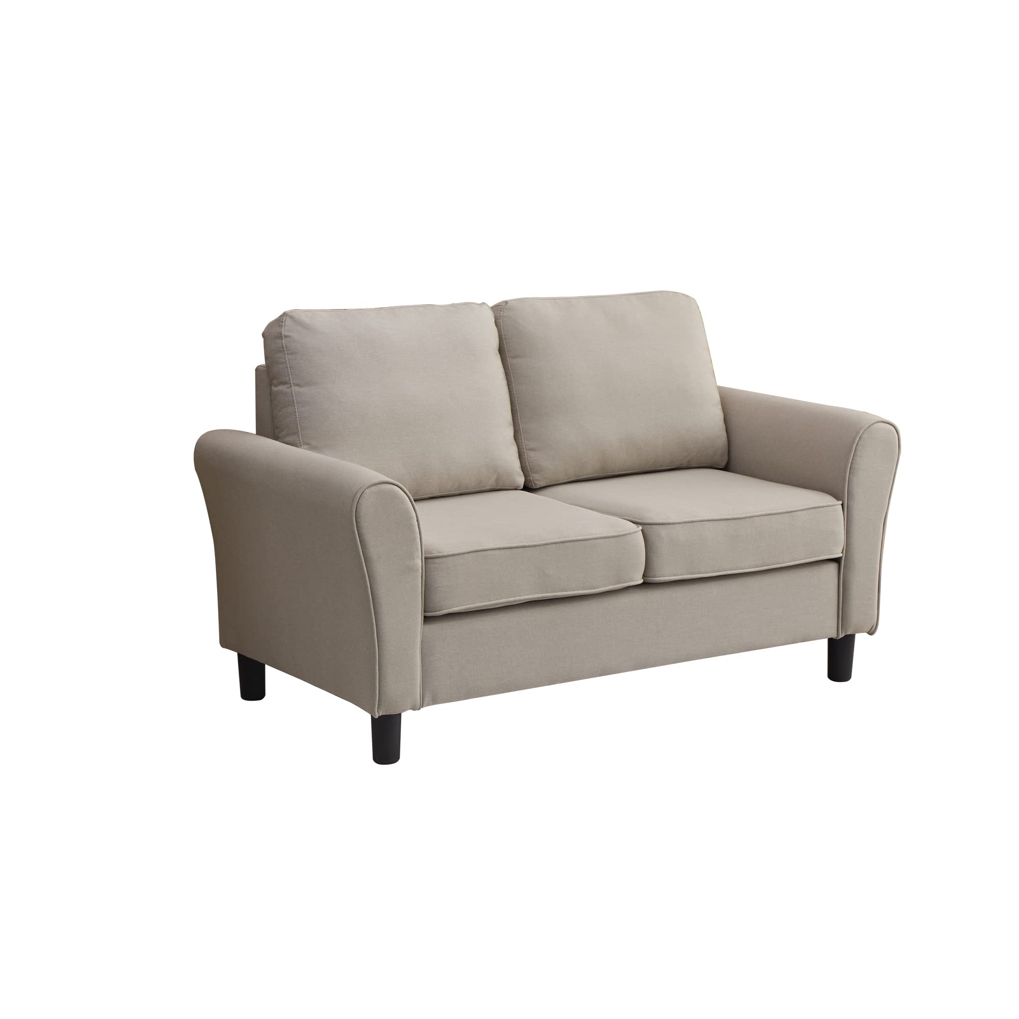 Modern Linen Loveseat Sofa - Comfortable Small Couch for Living Room, Office & Bedroom - Beige Fabric 2-Seater - Perfect for Apartments, Reading Nooks & Cozy Spaces
