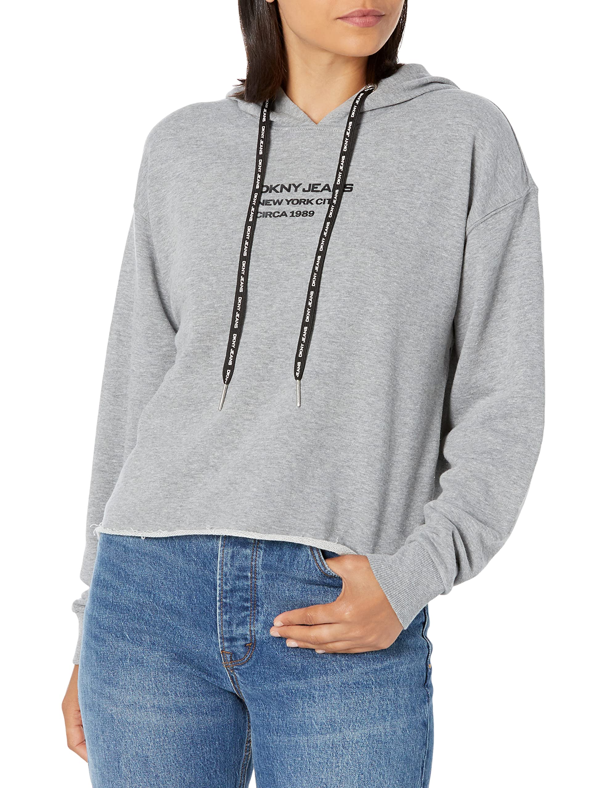 DKNY Women's Logo Drawstring Hoodie Sweatshirt - Casual Pullover for Streetwear, Lounge & Everyday Comfort