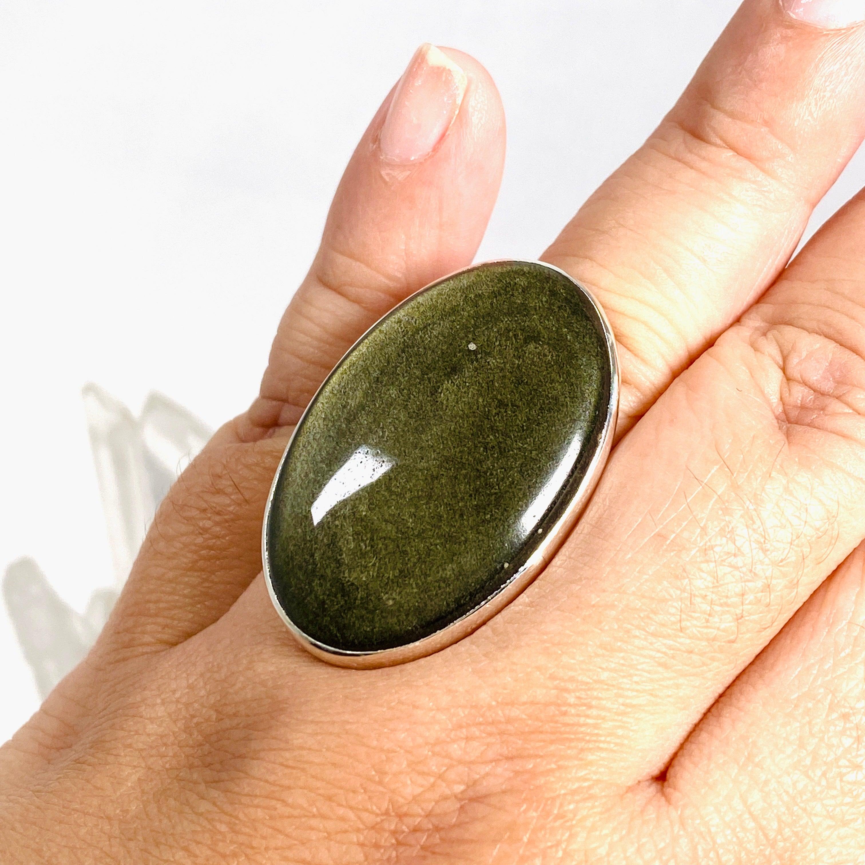 Goldsheen Obsidian Oval Ring - Size 11, KRGJ2920 - Elegant Jewelry for Women, Perfect for Weddings, Parties & Special Occasions