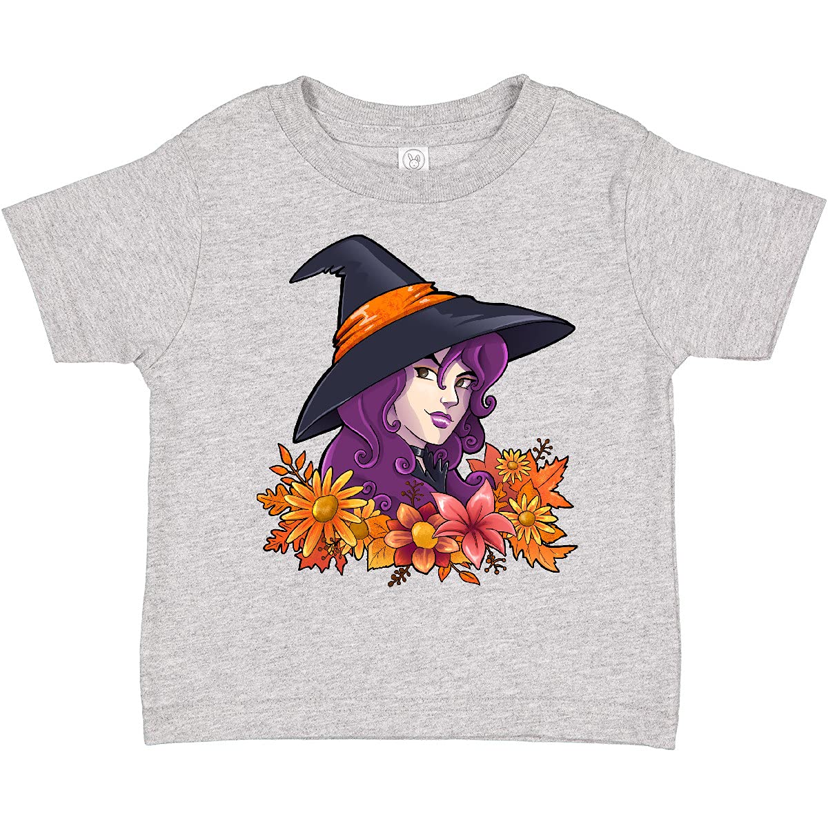 Inktastic Witch with Autumn Flowers and Leaves Toddler T-Shirt - Cute Halloween Outfit for Toddlers, Perfect for Trick-or-Treating, Fall Festivals, and Autumn Photo Shoots