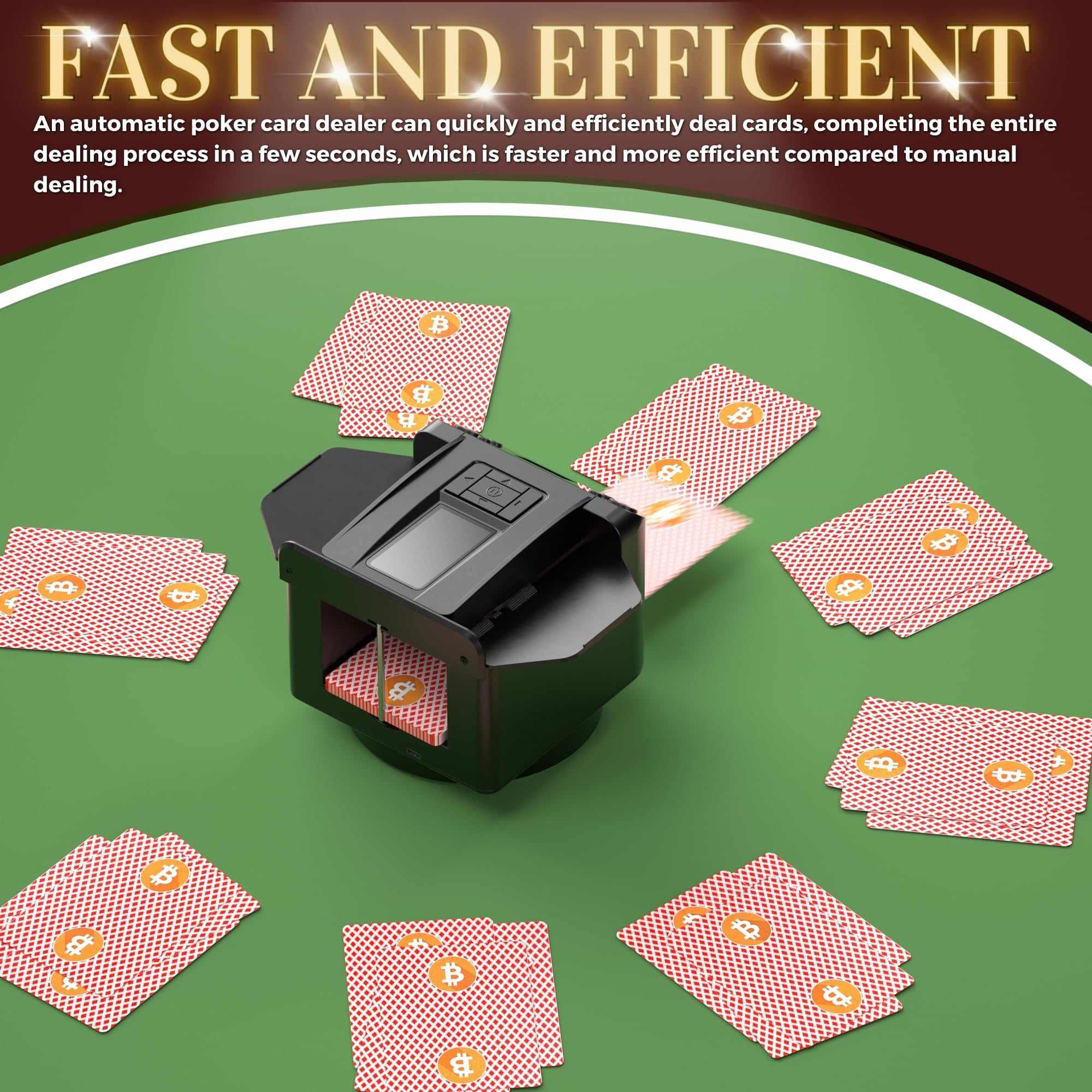 Automatic 2-in-1 360° Rotating Card Shuffler and Dealer Machine - Rechargeable Programmable Playing Card Dispenser with 4 Dealer Buttons | Perfect for Casino Nights, Poker Games, Family Gatherings & Card Magic Tricks