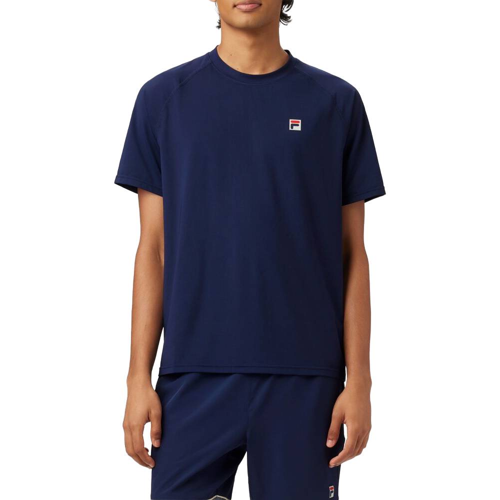 Fila Men's Short Sleeve Crewneck T-Shirt - Comfortable Cotton Blend Casual Top (Navy Blue) | Perfect for Gym, Workout & Everyday Wear
