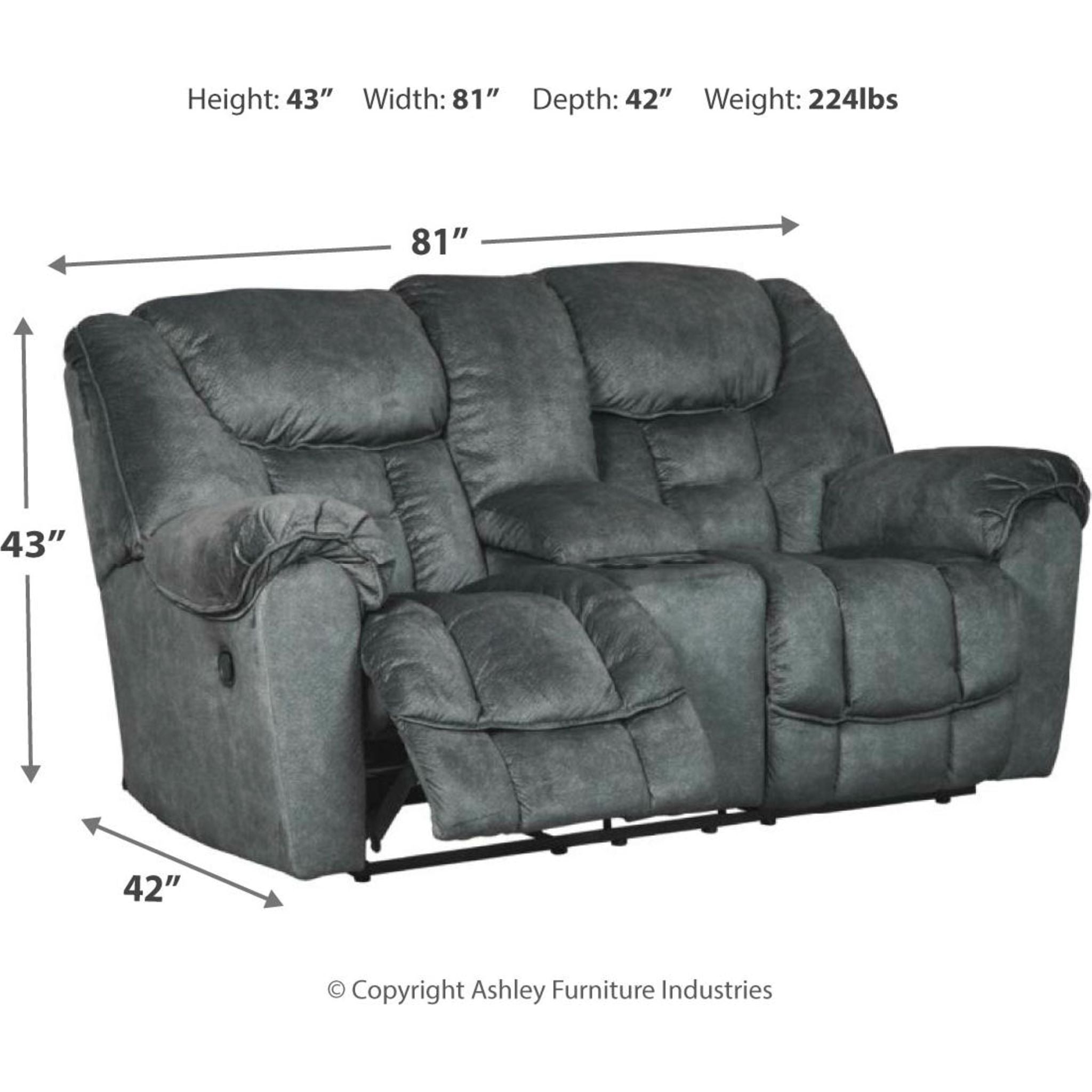 Capehorn Reclining Loveseat with Console - Modern Reclining Sofa with Cup Holders for Living Room, Home Theater, and Family Room Relaxation