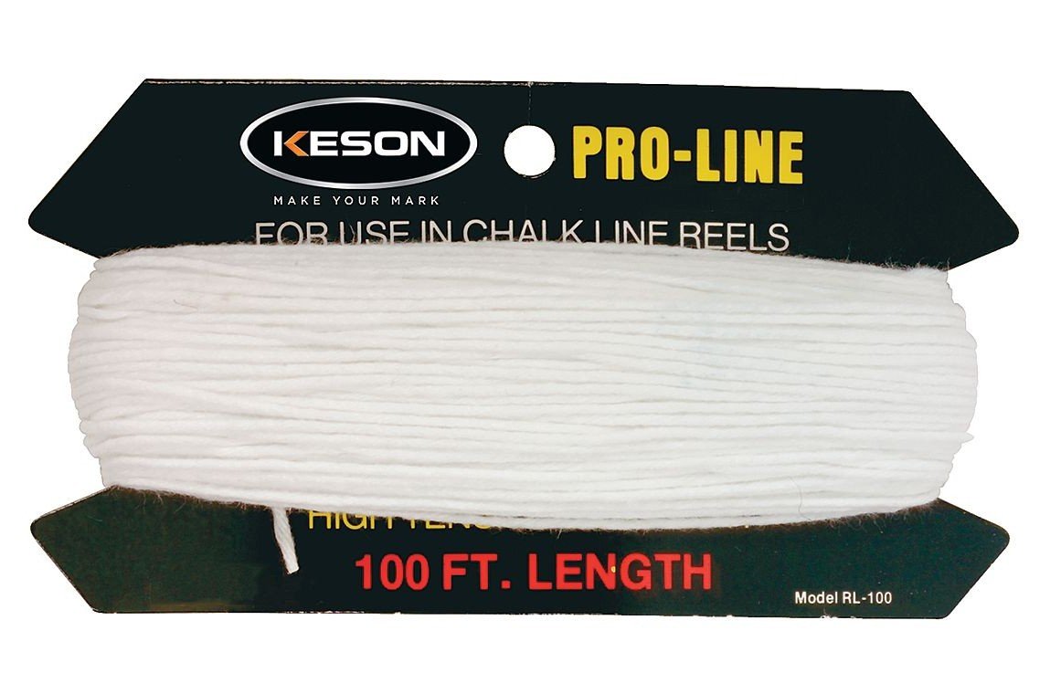 100 ft. White Chalk Line Reel - Heavy Duty Construction Chalk Box for Marking Straight Lines, Carpentry, Masonry & DIY Projects