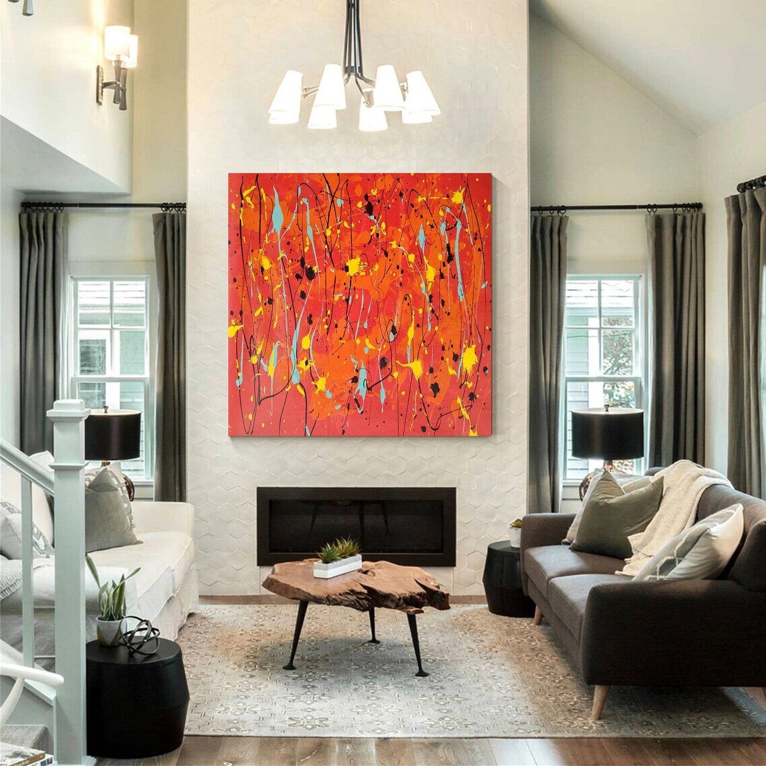 Pollock Art #JP011 - Abstract Expressionist Painting for Home & Office Decor | Modern Wall Art for Living Room, Bedroom, or Office
