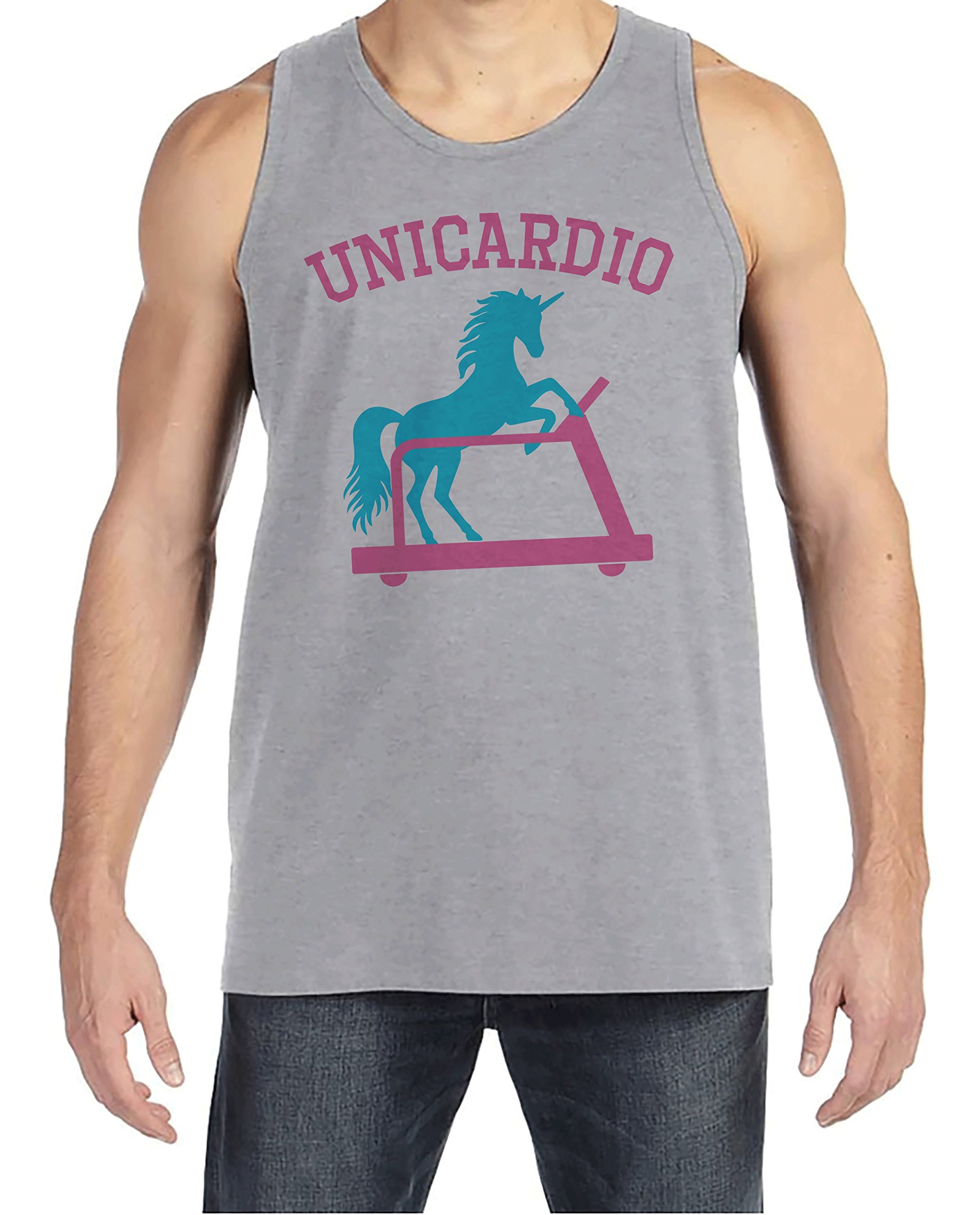 7 ate 9 Apparel Men's Unicorn Graphic Workout Tank Top - Gym, Running & Fitness Training Shirt for Casual Wear