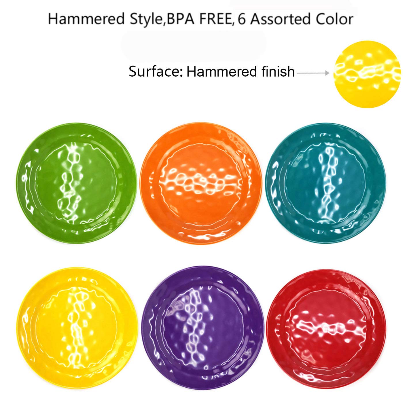 KX-WARE 12-Piece 8-Inch Melamine Plate Set - Durable, Lightweight & Shatterproof Dinner Plates for Everyday Use, Picnics, Camping & Outdoor Dining - Multicolor