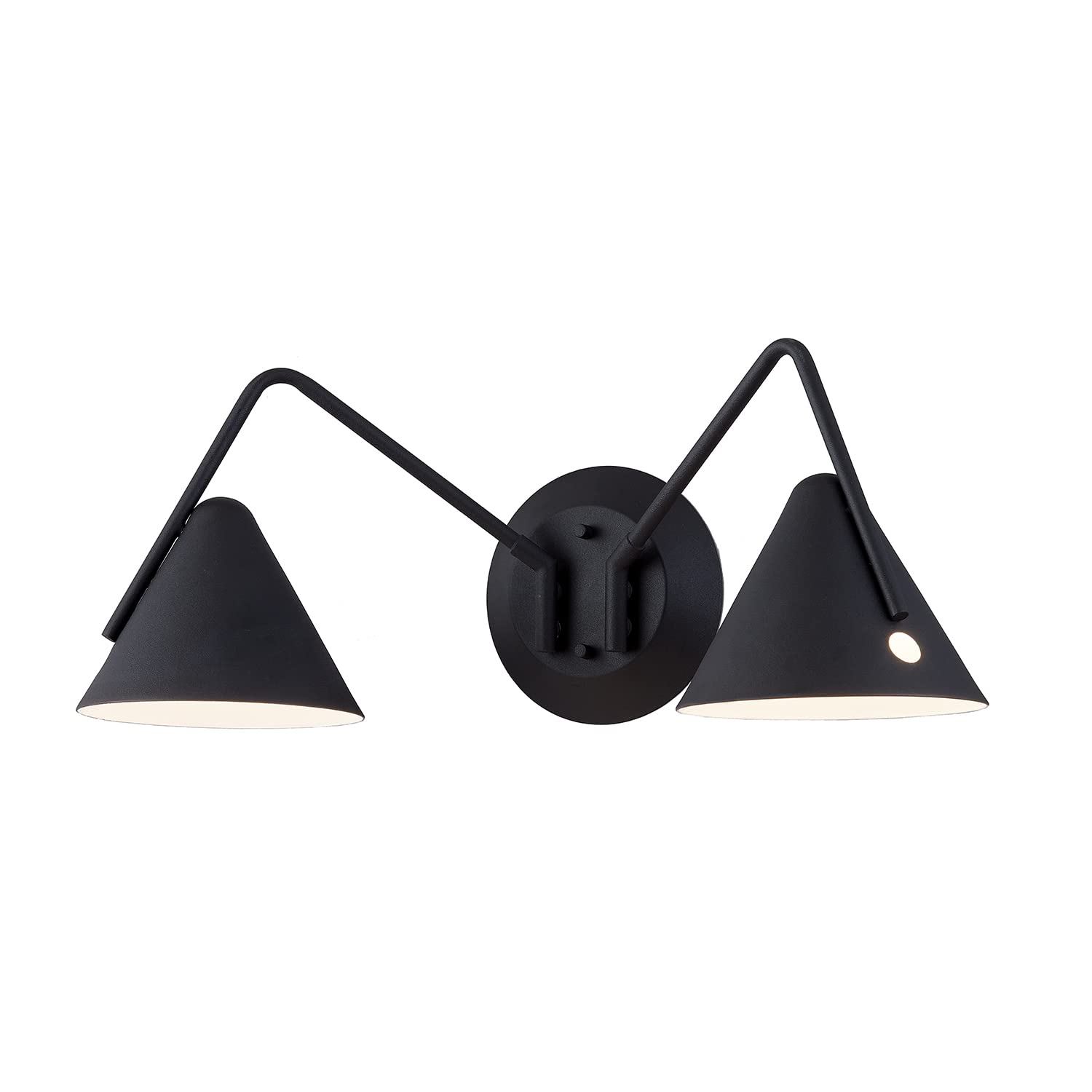 Justice Design Zag Dimmable Integrated LED 2-Light Wall Sconce - Matte Black Finish for Living Room, Bedroom, Bathroom, Hallway & Office | Modern Lighting Fixture for Home Decor & Ambient Lighting