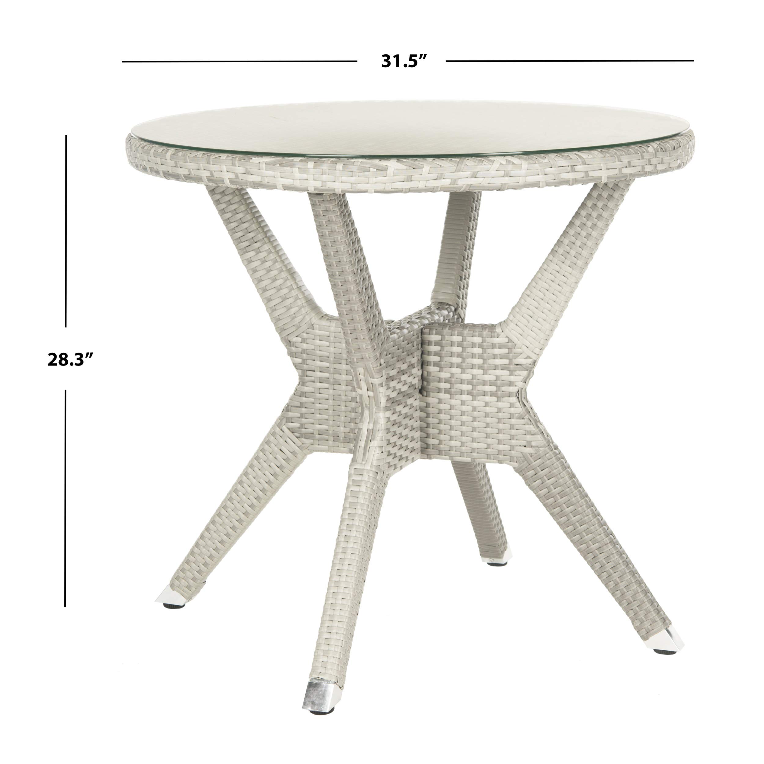 Safavieh Outdoor Round Accent Table - 24 Inch Grey Patio Side Table for Garden, Poolside & Deck - Weather-Resistant Outdoor Furniture for Coffee & Drinks