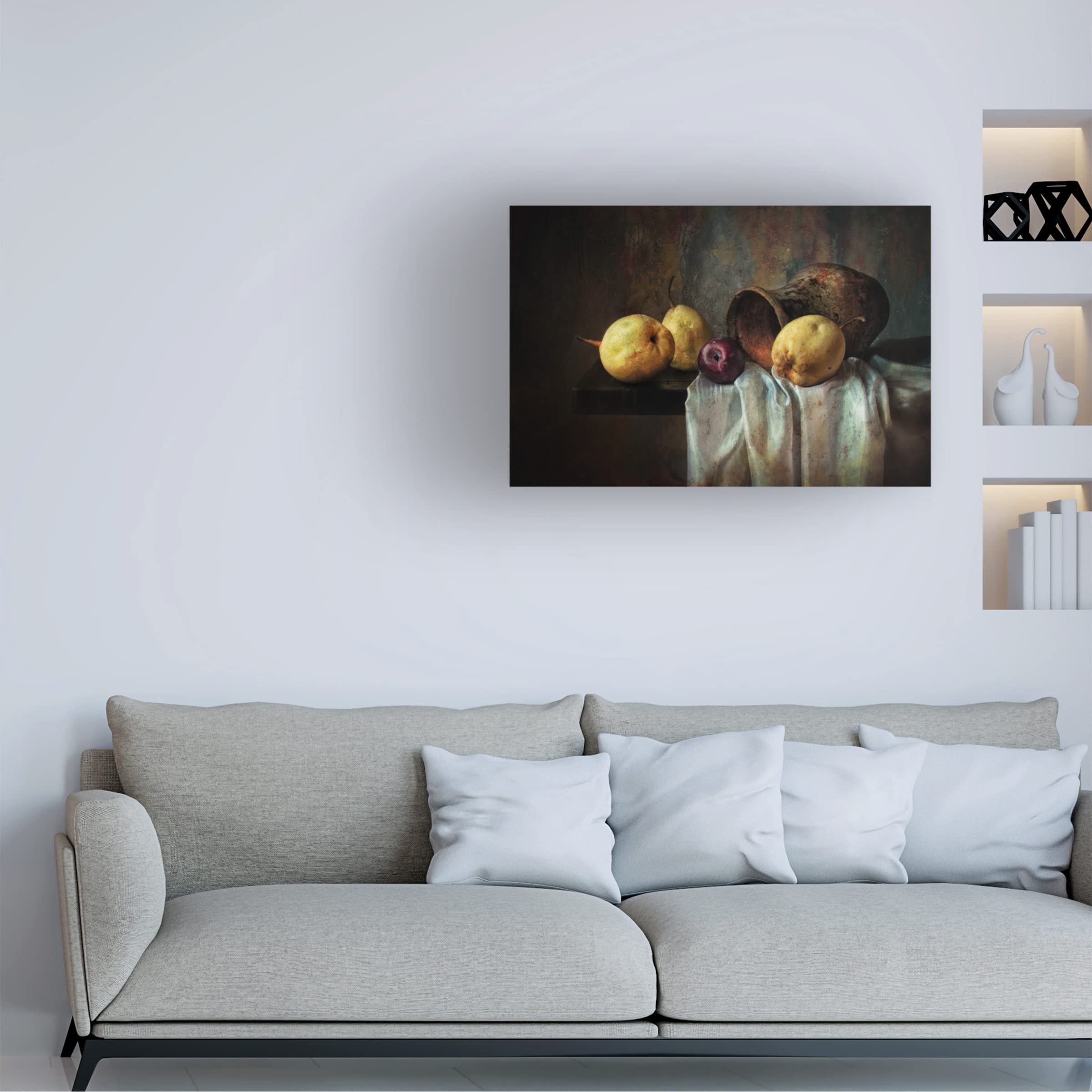 Anna Petina 'Sketch With Pears' Framed Canvas Wall Art Print - Modern Home Decor for Living Room, Bedroom & Office