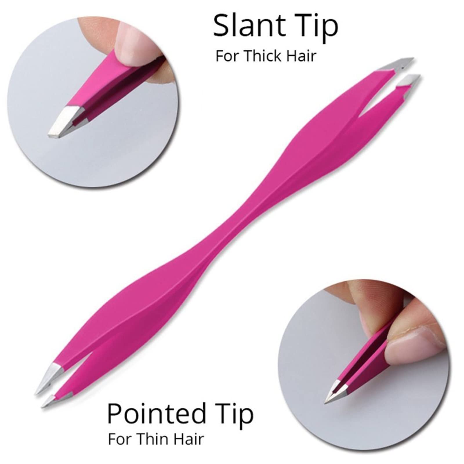 Professional Rose Red Hair Removal Tweezers - Double Ended Eyebrow & Eyelash Tweezer for Makeup, Beauty & Anti-Static Eyelash Extensions | Perfect for Salon, Home Use & Travel Makeup Kit