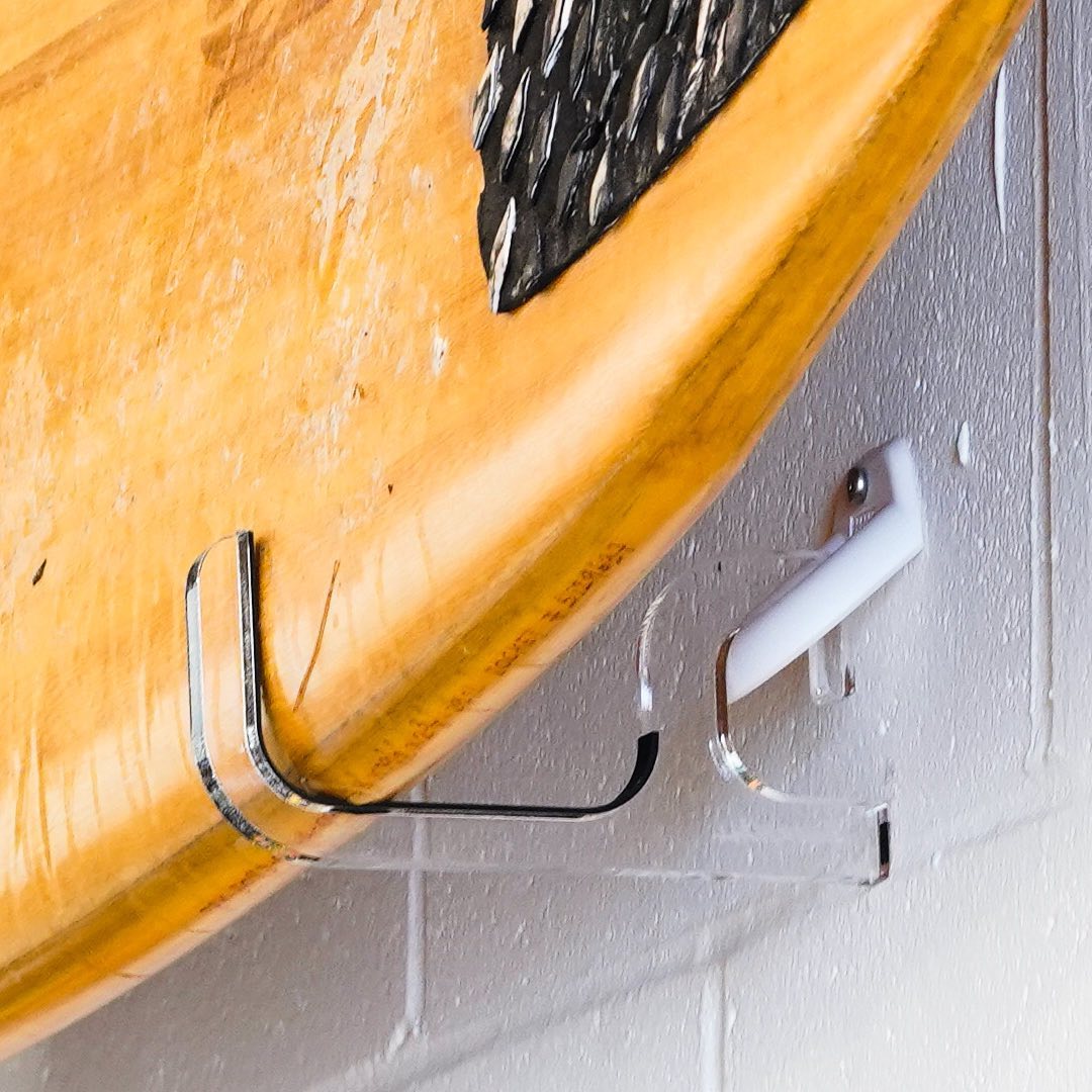 Shepps/Gnarwall Acrylic Horizontal Surfboard Hanger - Wall Mounted Board Rack & Hook for Surf, Skate, Snowboard Storage - Perfect for Garage, Bedroom, or Beach House Organization