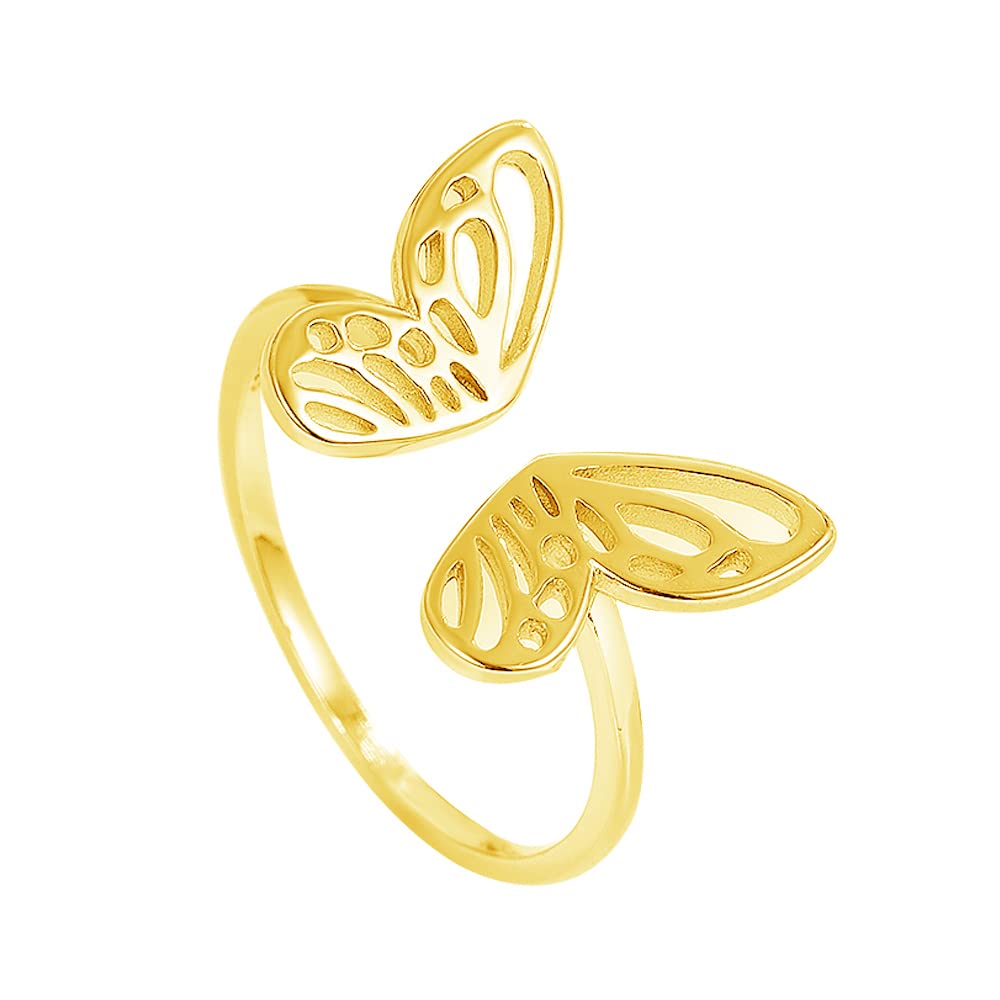 925 Sterling Silver Hollow Butterfly Open Statement Ring for Women - Adjustable, Expandable Minimalist Knuckle Ring, Dainty Jewelry Gift for Engagement, Promise, Eternity - Perfect for Date Nights, Weddings & Everyday Fashion Accessories