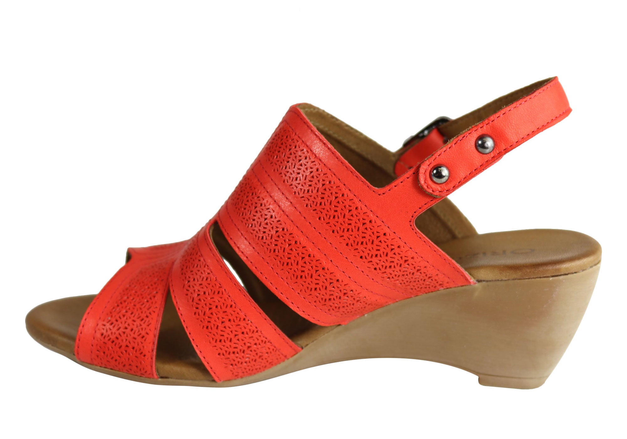 Orizonte Pinta Women's European Leather Comfortable Wedge Sandals - Stylish & Supportive for Summer, Beach, and Casual Outings