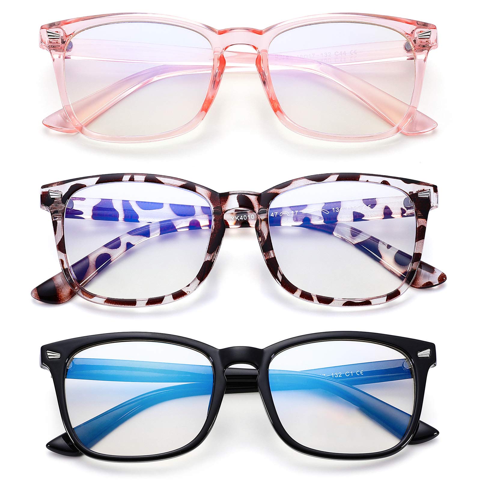 COASION Blue Light Blocking Glasses for Kids Age 3-12 - 3 Pack Computer Glasses for Girls & Boys - Anti Eyestrain Screen Glasses for Gaming, Online Classes & Digital Devices