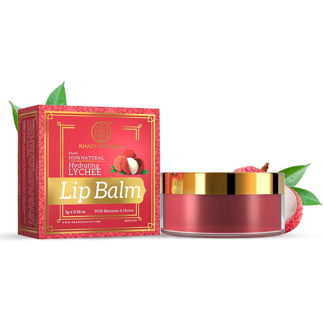 Khaddi Natural Lychee Lip Balm with Beeswax & Shea Butter - Moisturizing Lip Care for Dry, Chapped Lips - Vegan, Chemical-Free, Unisex Lip Balm (0.17oz) - Perfect for Daily Hydration & Winter Lip Protection