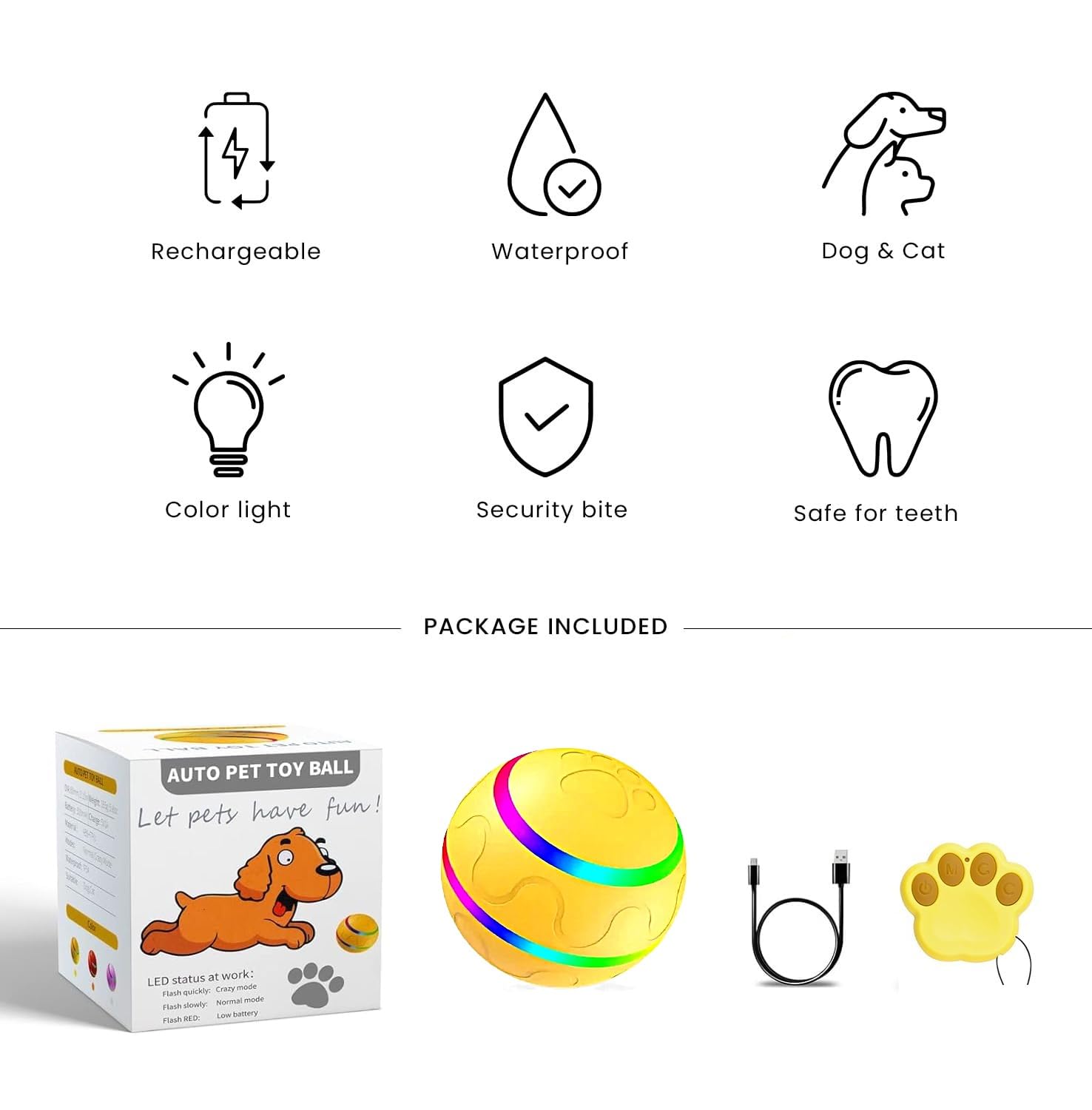 Interactive LED Dog Ball Toy with Remote - Automatic Rolling Chew Toy for Small & Large Dogs - Indoor & Outdoor Play, Training & Exercise