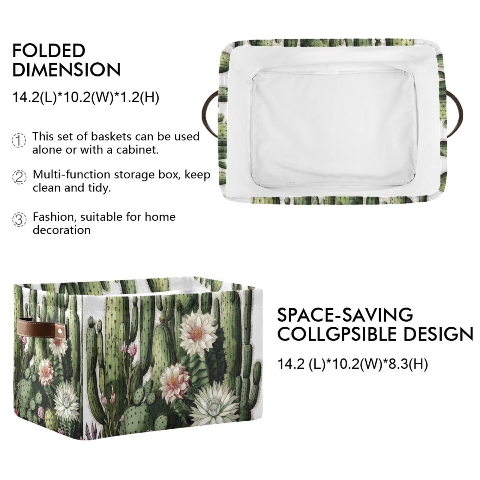 Foldable Rectangle Canvas Storage Baskets with Handles - 2 Pack Organizer Boxes for Clothes, Home & Office Organization | Perfect for Closet Shelves, Bedroom Decor & Space Saving Storage Solutions