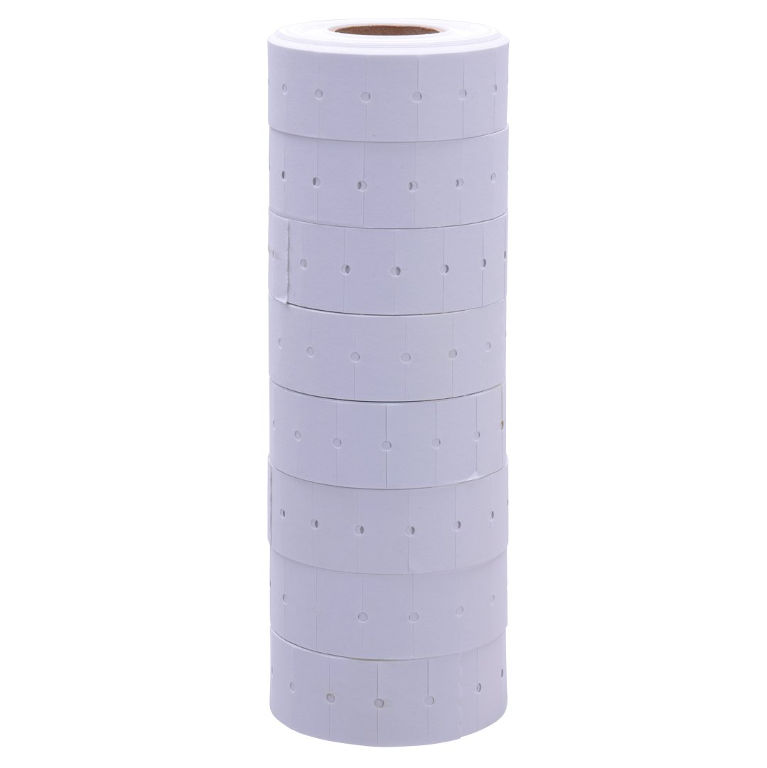 16 Pack White Labels Without Tamper Proof Slits - Compatible with Towa GS Series, Halmark & Century Price Guns (Includes Free Ink Roll) - Perfect for Retail Pricing, Inventory Labeling & Small Business Organization