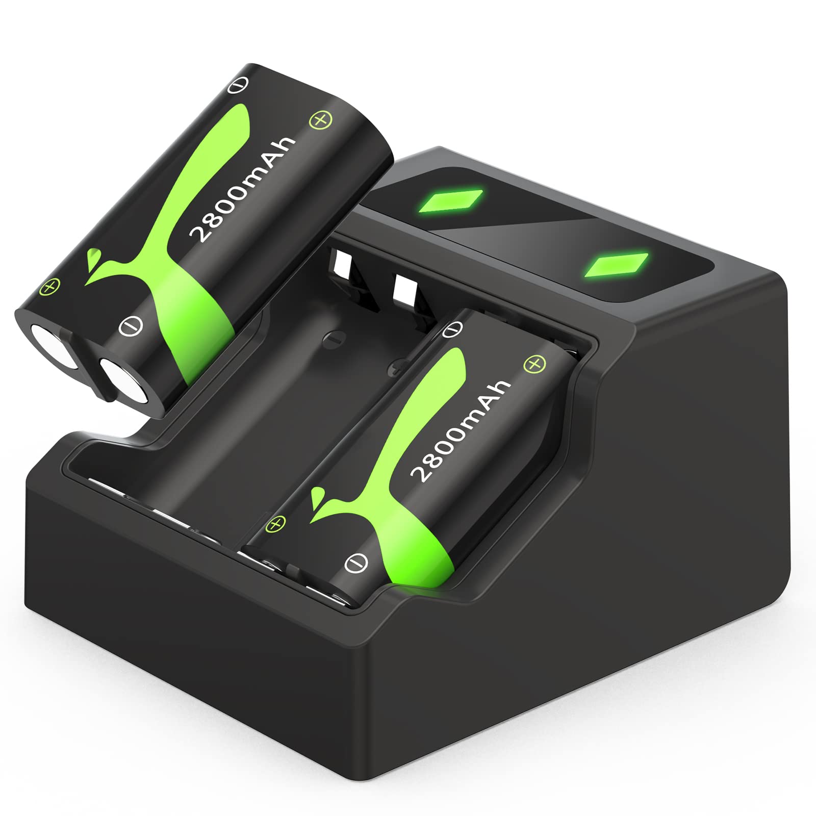 Rechargeable Battery Pack for Xbox One X/S/Elite & Series X/S Controller - 2800mAh High Capacity Dual Battery Kit with Fast Charging Cable & Charger Station (Gray) - Perfect for Gaming Sessions & Travel Accessories