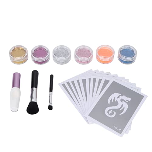 6 Colors Nail Art Glitter Powder Set - Safe Face & Body Glitter for DIY, Cosplay, Halloween, Party Makeup | Includes Brush for Easy Application | Perfect for Festival, Club, Birthday & Special Events