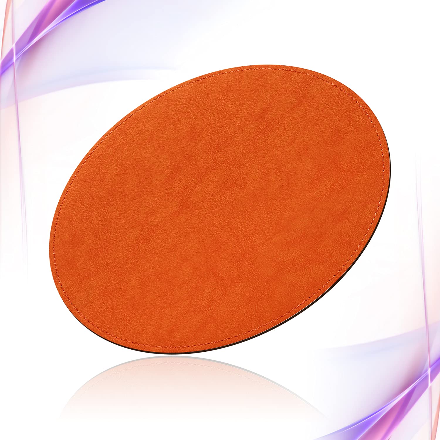 Premium Round PU Leather Mouse Pad with Stitched Edge & Non-Slip Microfiber Base - Waterproof Desk Mat for Computer, Laptop, Gaming (9x9 Inch, Orange) - Perfect for Office, Home & Gaming Setups