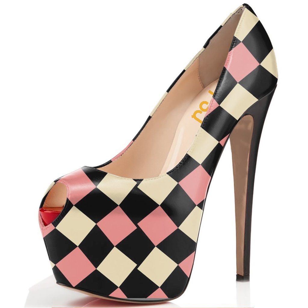 FSJ Women's High Heel Dress Shoes - Peep Toe Platform Pumps in Multiple Colors, US Sizes 4-15 - Perfect for Evening Parties, Weddings & Special Occasions