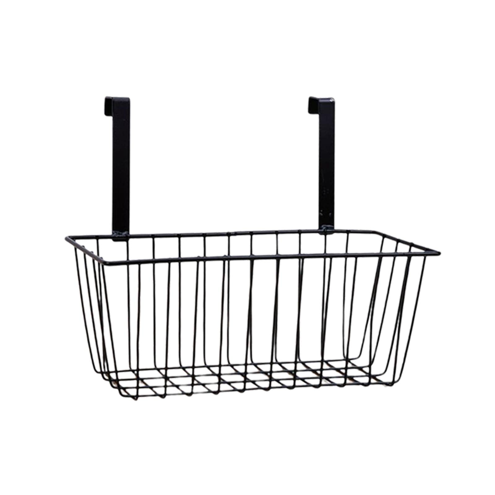 SM SunniMix Heavy Duty Iron Hanging Storage Basket - Multi-Purpose Organizer for Kitchen, Bathroom, Pantry & Dorm | Space-Saving Cabinet & Countertop Storage Solution (Black) | Perfect for Small Spaces & Home Organization