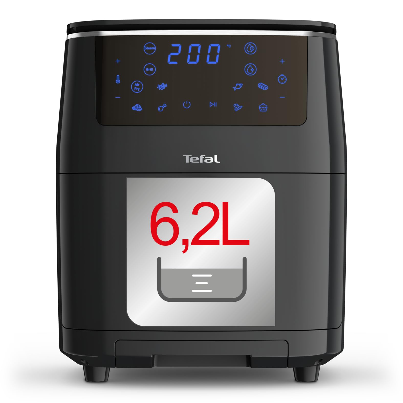 Tefal FW2018 3-in-1 Easy Fry Grill & Steam Hot Air Fryer - 6.5L Capacity with 7 Automatic Programs, Timer - Perfect for Healthy Frying, Grilling & Steaming at Home - Black