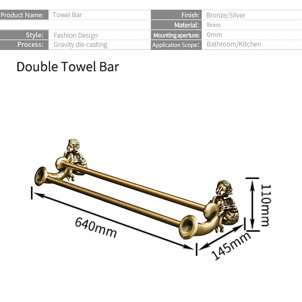 Bronze Wall Mounted Towel Shelf & Hook Set - Classic Angel Design Bathroom Organizer for Towels, Robes, and Home Decor | Perfect for Small Bathrooms, Vanities, and Spa-Style Showers