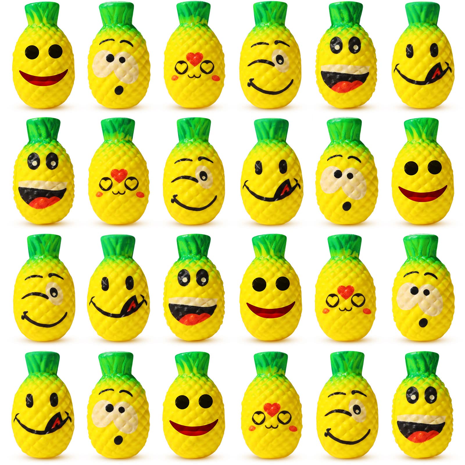 30 Pack Pineapple Stress Relief Balls - Smile Fruit Squeeze Toys for Anxiety & Finger Exercise - Fun Party Favors for Adults & Teens - Great for Office, School, and Home Stress Relief