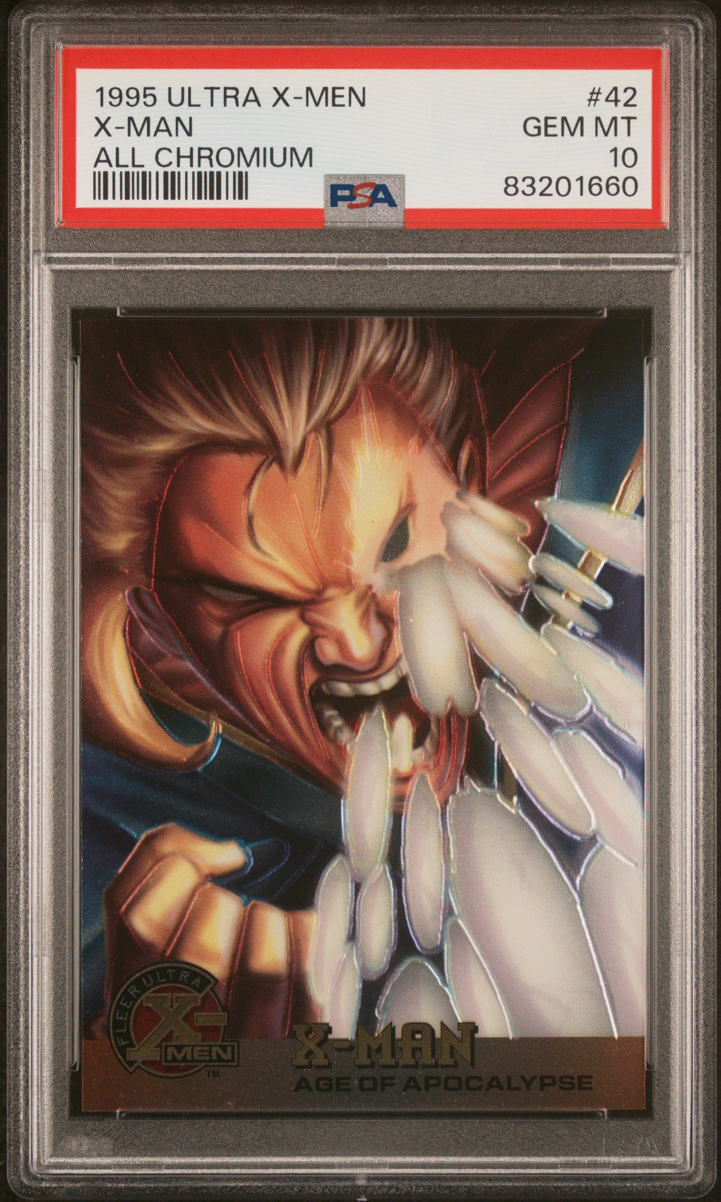 1995 ULTRA X-MEN ALL CHROMIUM X-MAN #42 PSA 10 Graded Trading Card - Rare Collectible for Marvel Fans & Comic Book Enthusiasts - Perfect for Display, Investment & Trading Card Games