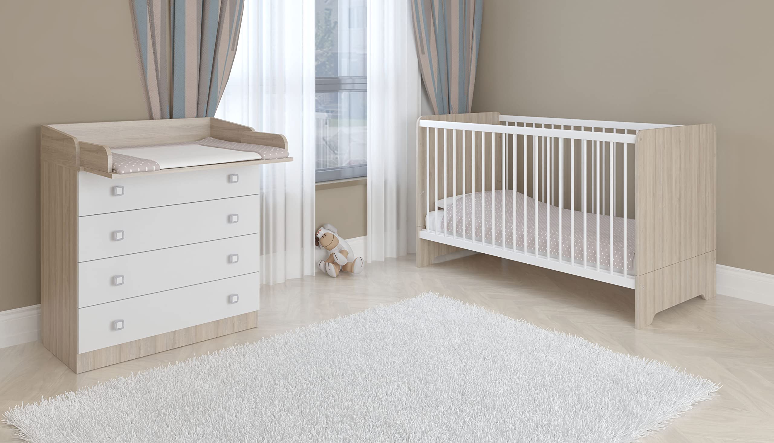 Avanti Trendstore Elly White Laminated Wood Dresser with 4 Spacious Drawers, 80.4