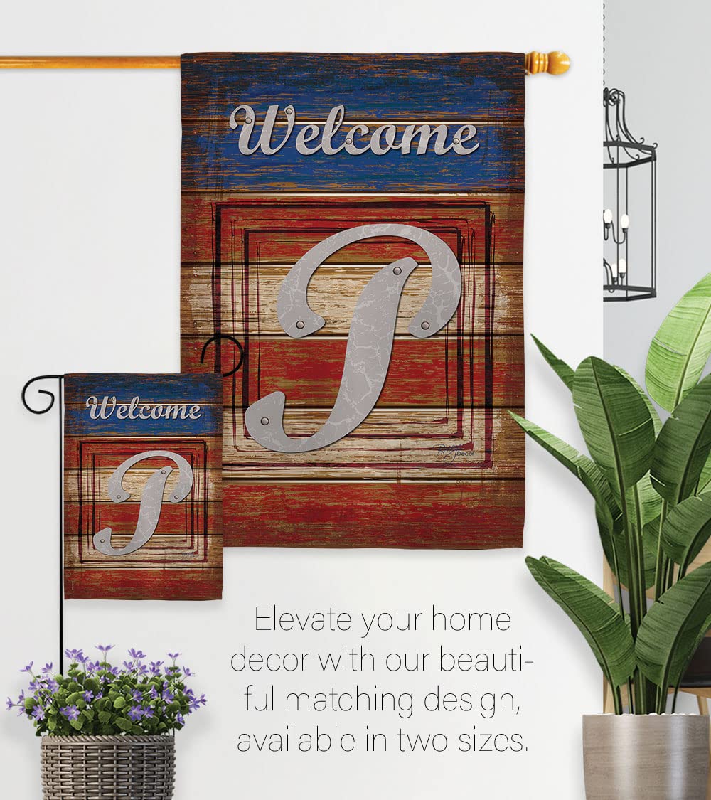 Patriotic P Initial Garden Flag - 13x18.5