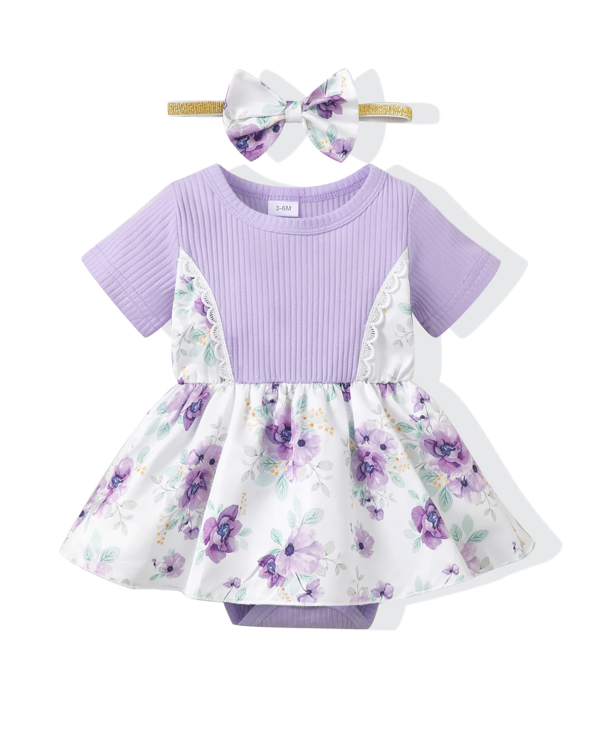Renotemy Newborn Baby Girl Romper - Soft Cotton Summer Jumpsuit with Short Sleeves | Cute Infant Outfit for Playtime, Photo Shoots & Daily Wear