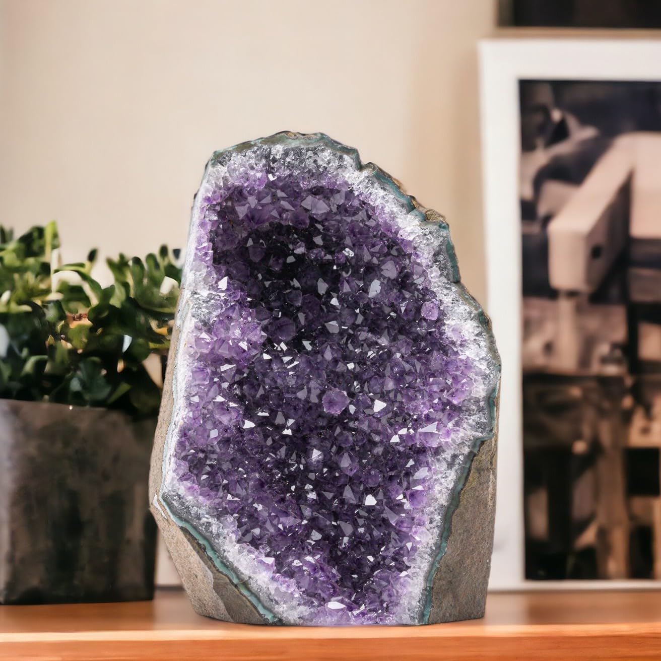 Large Natural Amethyst Crystal Cluster (6.5-8 lb) Raw Geode Quartz Stone from Uruguay - Deep Purple Healing Crystal for Meditation, Home Decor & Spiritual Gifts