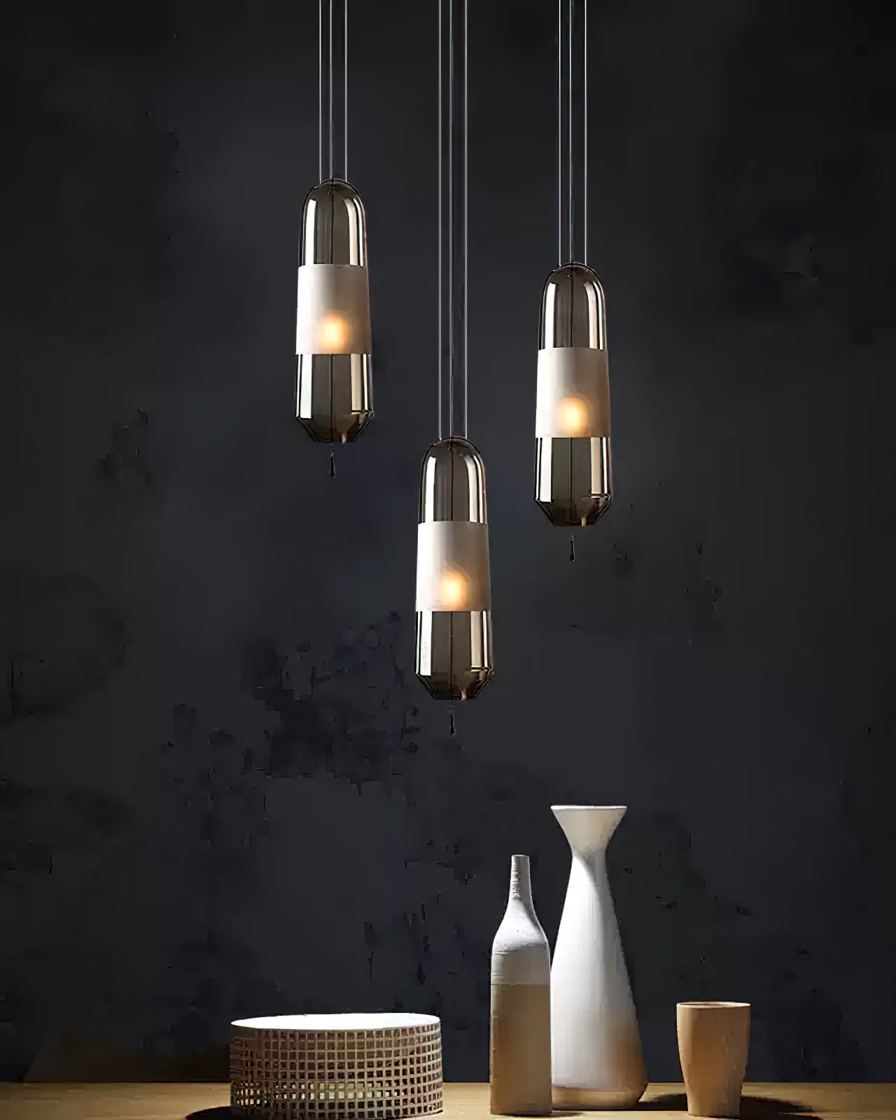 Modern Glass Pendant Light with Capsule Design - Elegant Hanging Fixture for Kitchen Island, Dining Room, or Bedroom Lighting