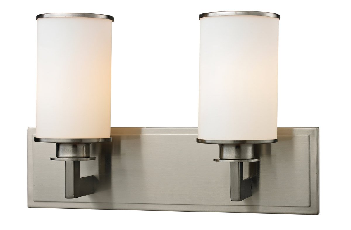16 Inch Brushed Nickel Bathroom Vanity Light Fixture - 2 Light Medium Base (200W) for Modern Bathroom & Powder Room Lighting